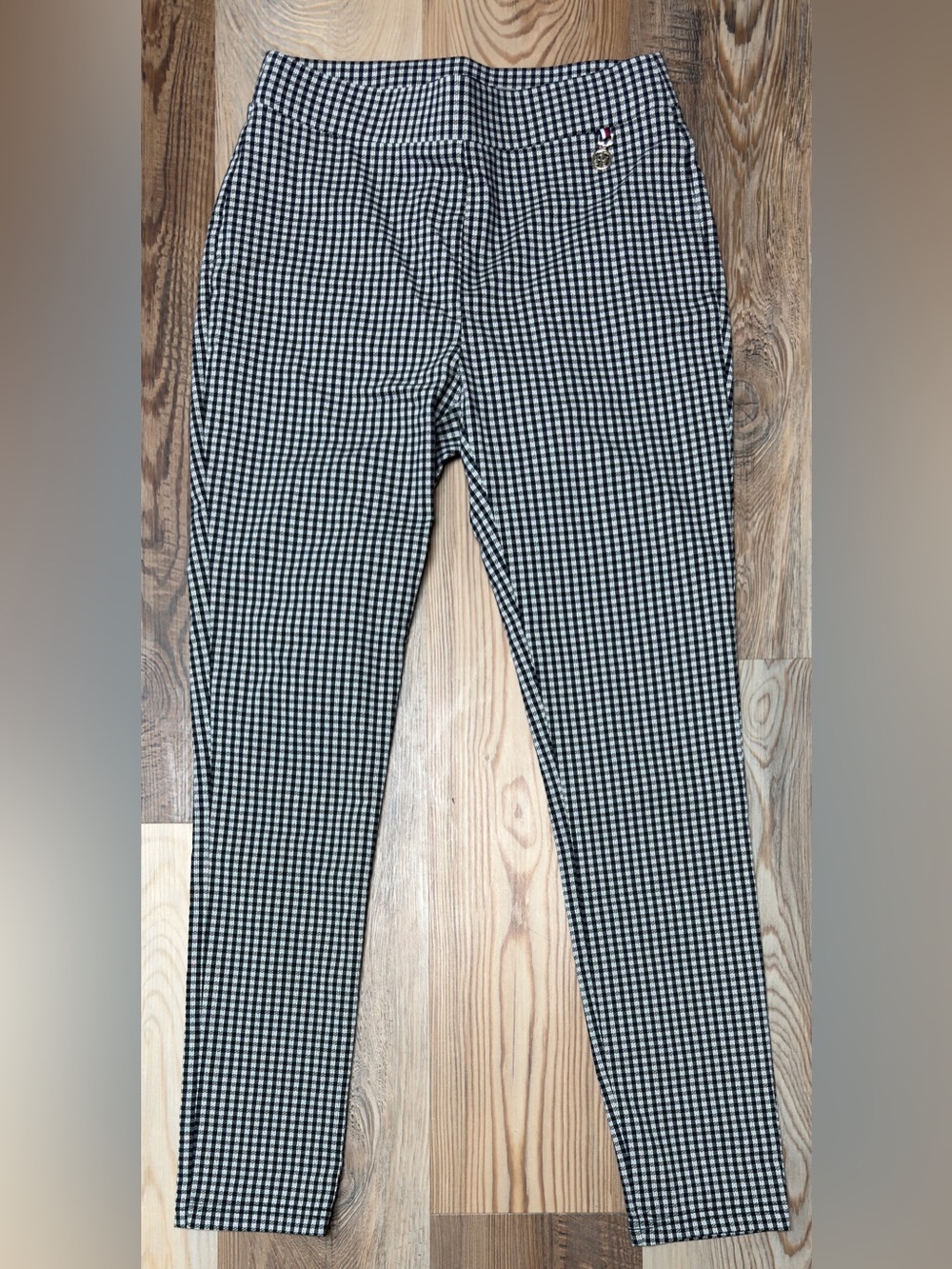Tommy Hilfiger Black & White Gingham Check Skinny Ankle Pants Stretch Sz 8